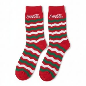 2 Pairs NEW Coca Cola Festive Socks Red Green Unisex Adult One Size Custom Set